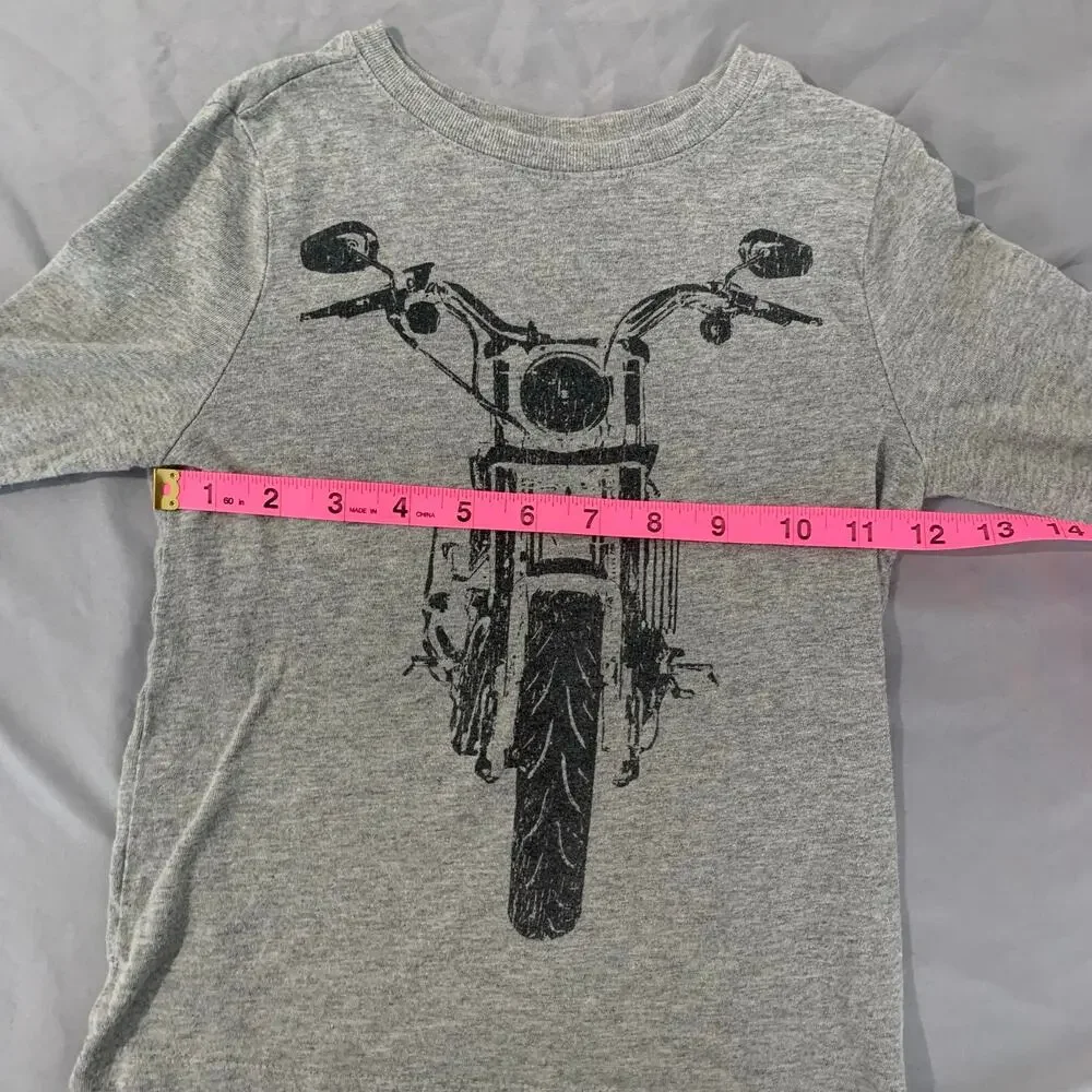Old Navy Kids Long‑Sleeve  – Size 5T – Gray – Motorcycle Front View Print